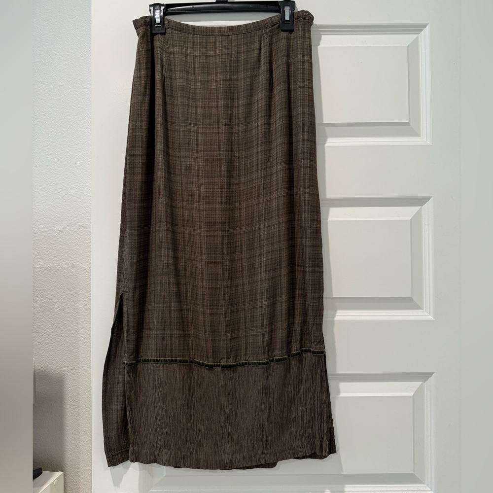 Vintage Studio C Brown & Green Plaid Pencil Skirt